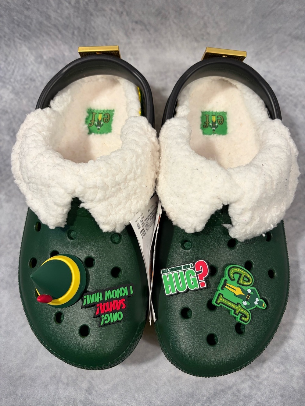 Crocs Elf Movie Fleece Lined Clogs Green Christmas Shoes Women’s 9 Men’s 7